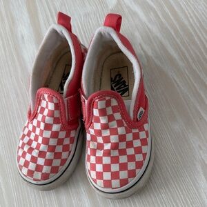 Vans Kids Pink and White Checkerboard Slip-On Sneakers